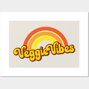 Veggie Vibes Retro Rainbow Orange Posters and Art